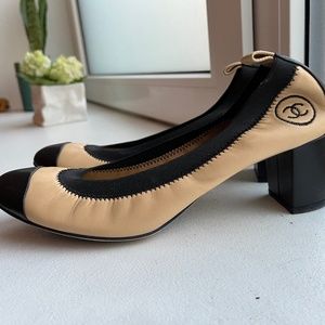 Chanel Spirit Two-Tone Stretch Cap Toe Pump (NEW)